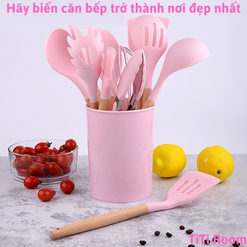 Bộ dụng cụ nhà bếp làm bánh nấu ăn Kitchenware 11 món chống dính silicon chịu nhiệt cao phong cách Hàn Quốc