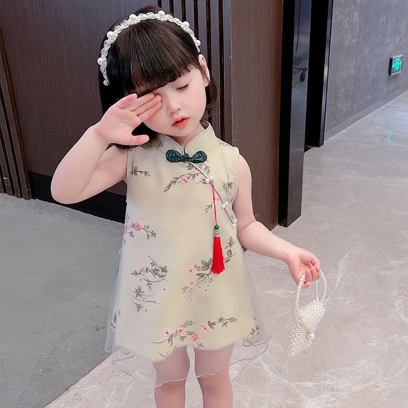 Đầm Sườn Xám Phong Cách Trung Hoa Xinh Xắn Cho Bé Gái