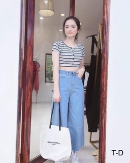 Quần bò ông ống rộng rua gấu_Thu