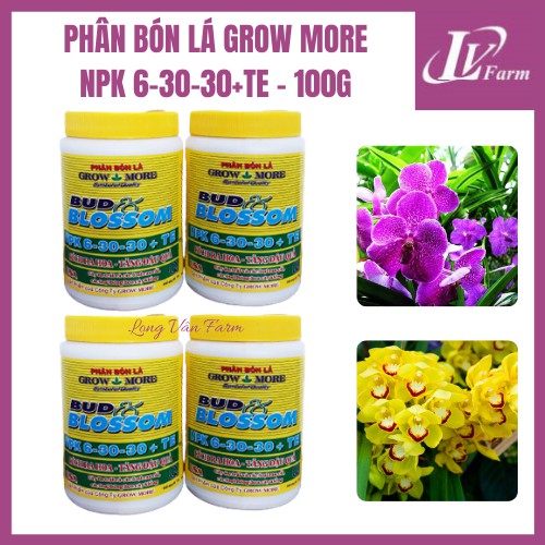 Bộ 3 Phân Bón Lá Mỹ GROWMORE NPK 6-30-30+TE, 20-20-20+TE, 30-10-10+TE - 100g - Dùng Cho Hoa Lan, Cây Cảnh