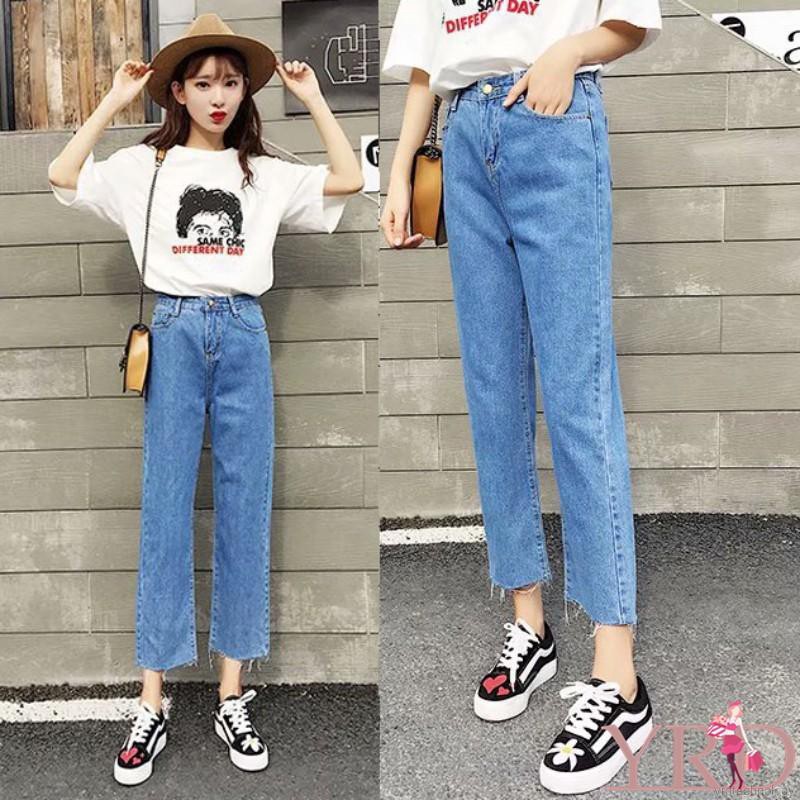 Quần jeans dài lưng cao ống rộng cho nữ | BigBuy360 - bigbuy360.vn