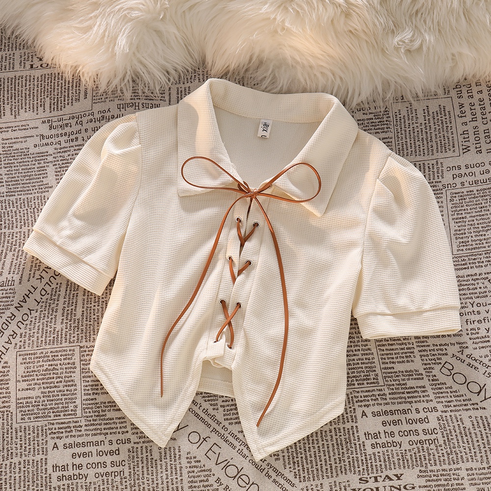 Áo cardigan tay ngắn dáng ôm thiết kế lệch tà cá tính