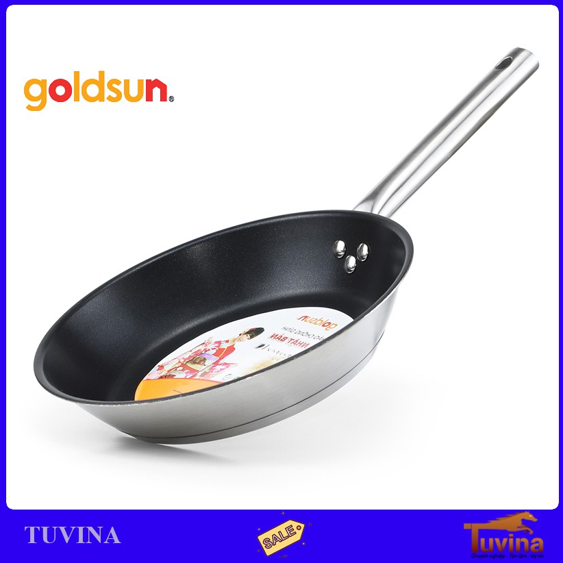 Chảo Inox Chống Dính Cao Cấp Goldsun Đáy Từ Size 24/28 cm GPP03-FF24/GPP03-FF28 - Hàng Chính Hãng Goldsun