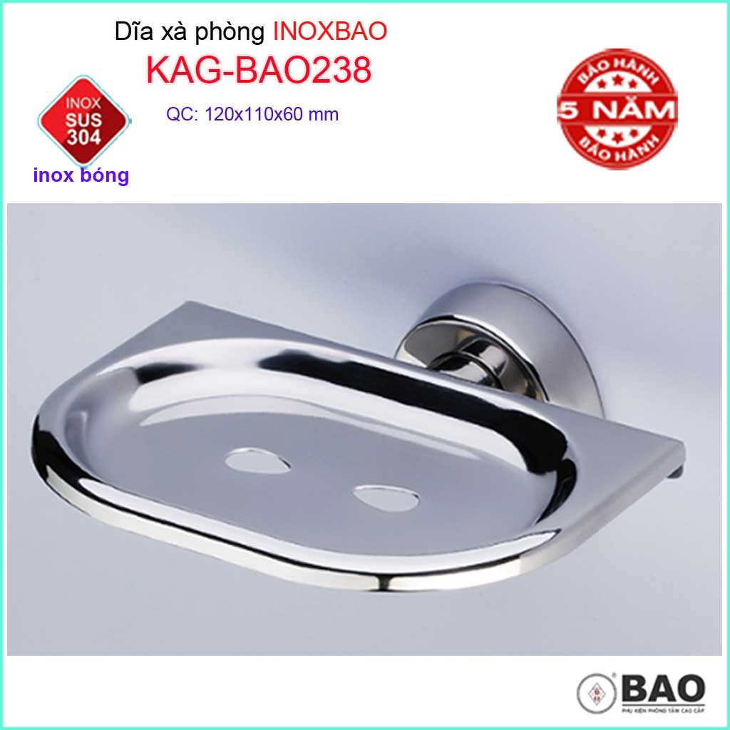 Dĩa đựng xà bông Inox Bảo KAG-BAO238, kệ xà phòng cục SUS304 báng bóng dễ vệ sinh thiết kế đẹp tiện dụng