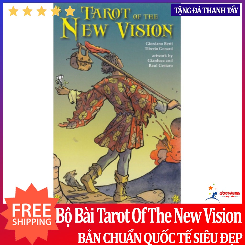Bài tarot of the new vision cao cấp lá bài óng ánh tặng thảm, túi đựng bài tarot, đá thanh tẩy