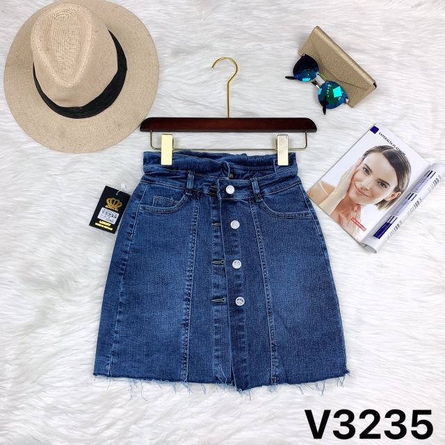 Chân váy jeans cotton cạp cao - có lót, ảnh thật | BigBuy360 - bigbuy360.vn