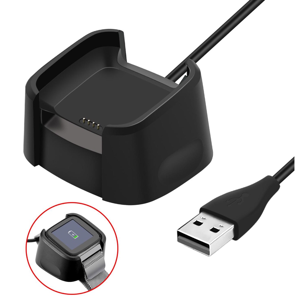 Charging Cradle Dock USB Data Cable Base Desktop Charger For Fitbit Versa Watch ELEN