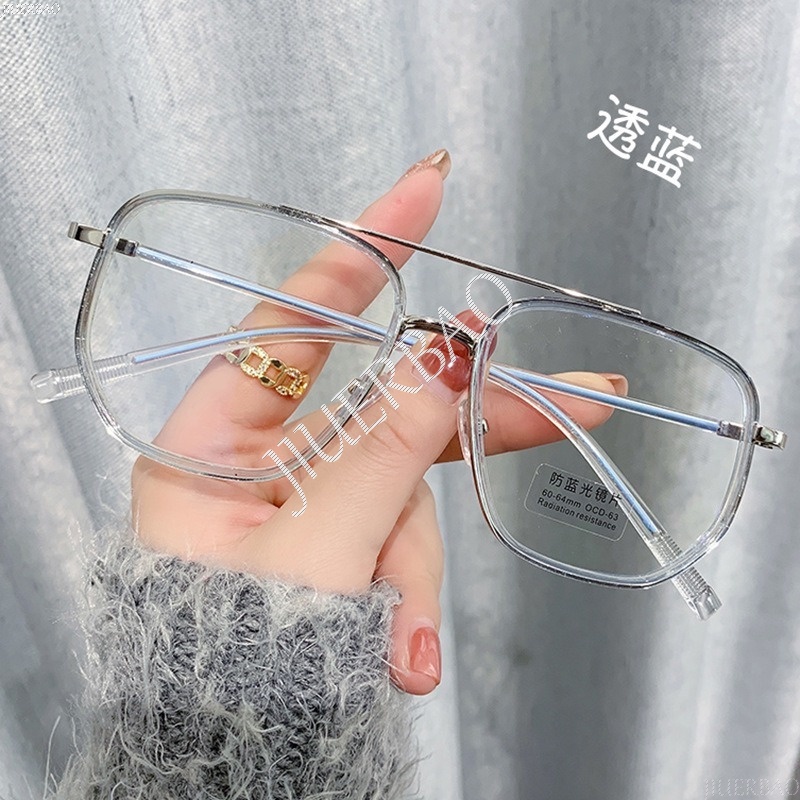 Mắt Kính Chống Bức Xạ Hình Đa Giác Gọng Kim Loại Phong Cách Vintage