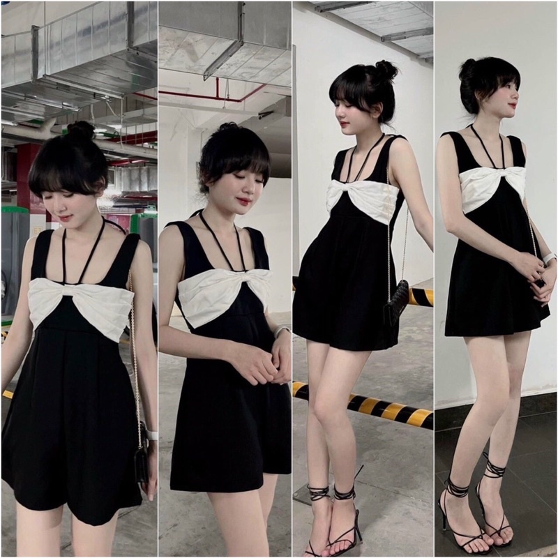 Jumsuit 2Dây Bản To Phối Nơ Trắng Chất Đẹp