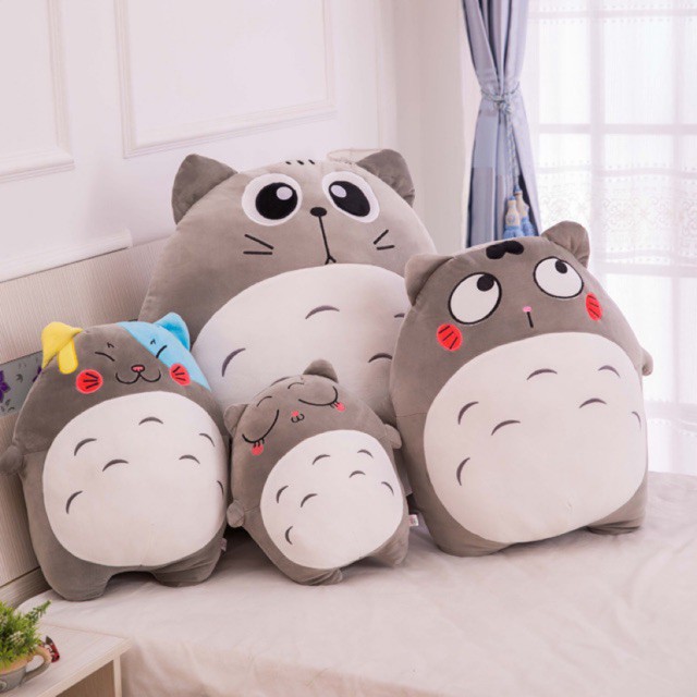 Gấu Bông Gối Ôm Totoro Vải Nhung Co Dãn Hàn Quốc 40cm