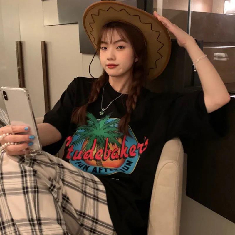 NRVP Áo Thun 100% Cotton Dáng Rộng Thời Trang Hàn Quốc Cho Nữ