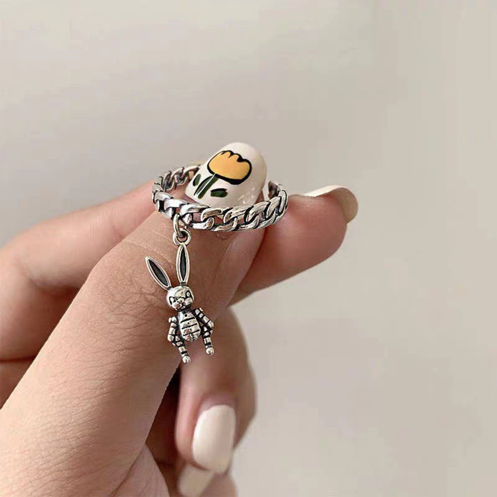Nhẫn đeo tay thiết kế hình thỏ dễ thương cho nữ