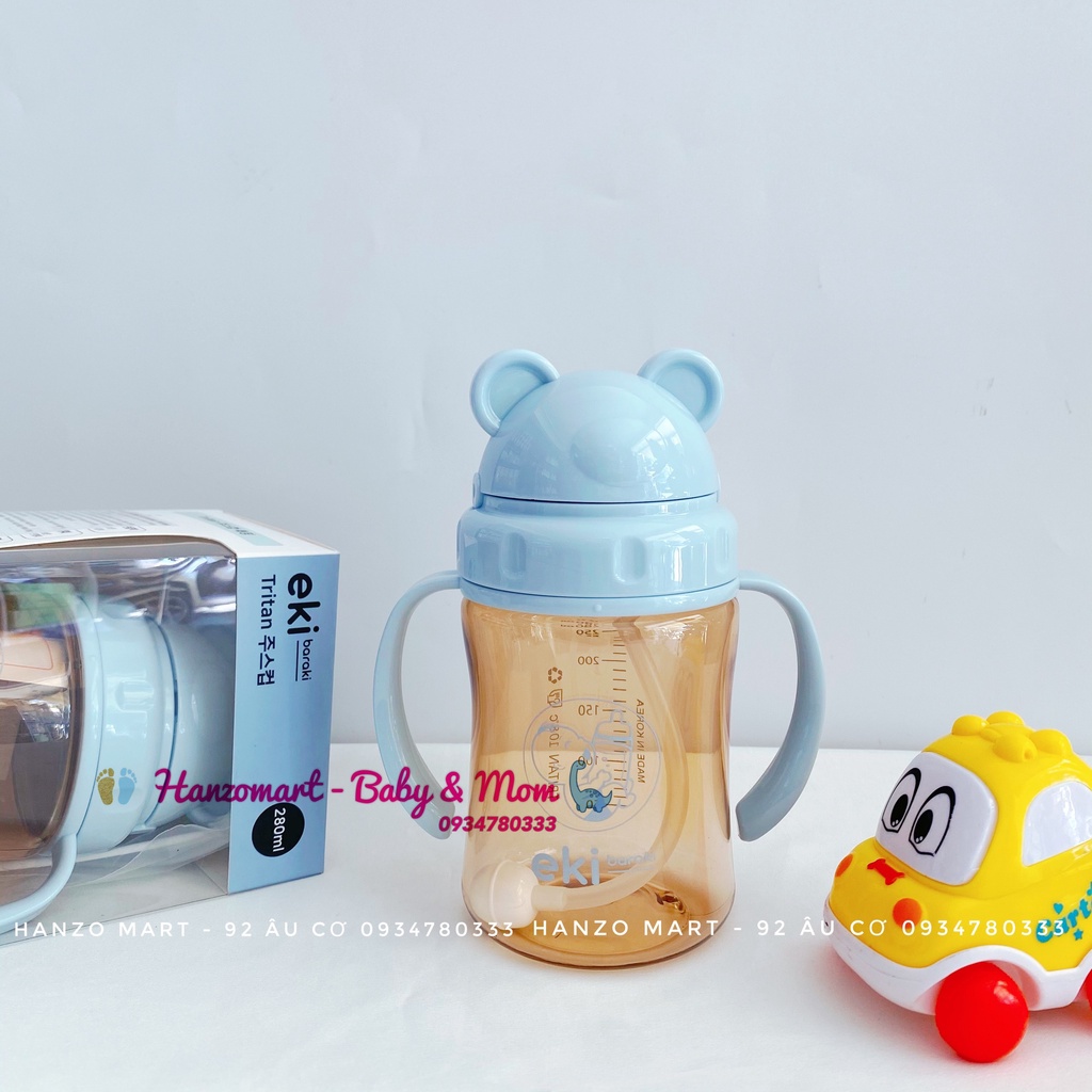 Bình uống nước cho bé cốc tập hút Eki Hàn Quốc 280ml (tặng ống thay thế)