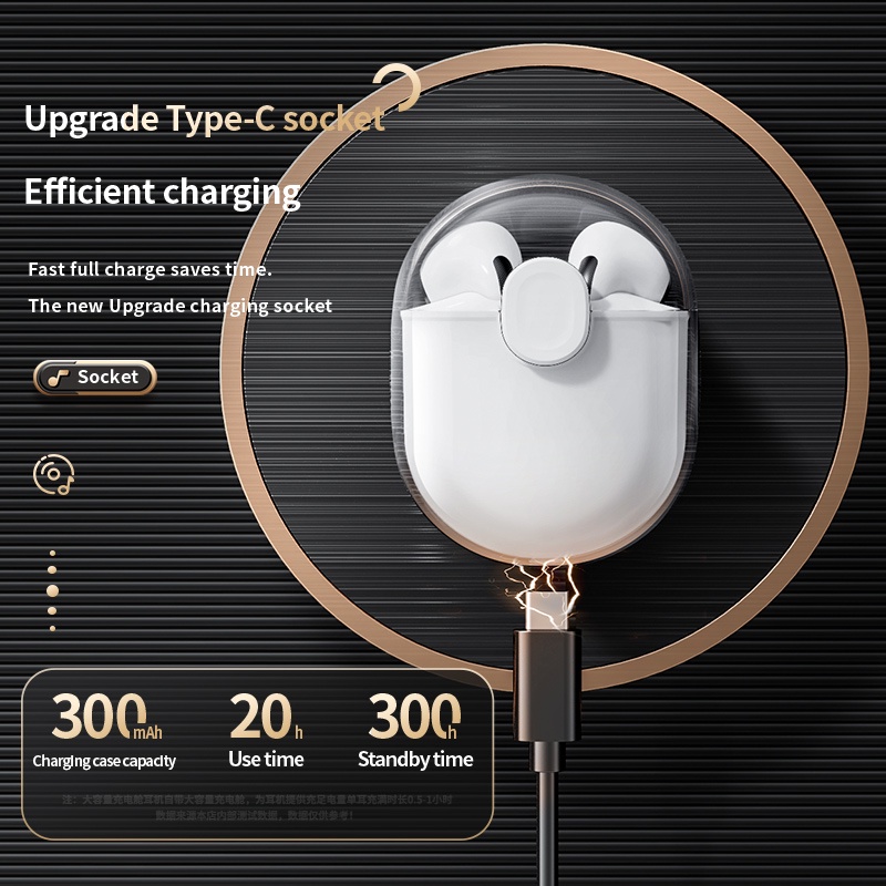 Tai Nghe Bluetooth Không Dây Âm Thanh Siêu Trầm Type-c Có Micro Và Hộp Sạc