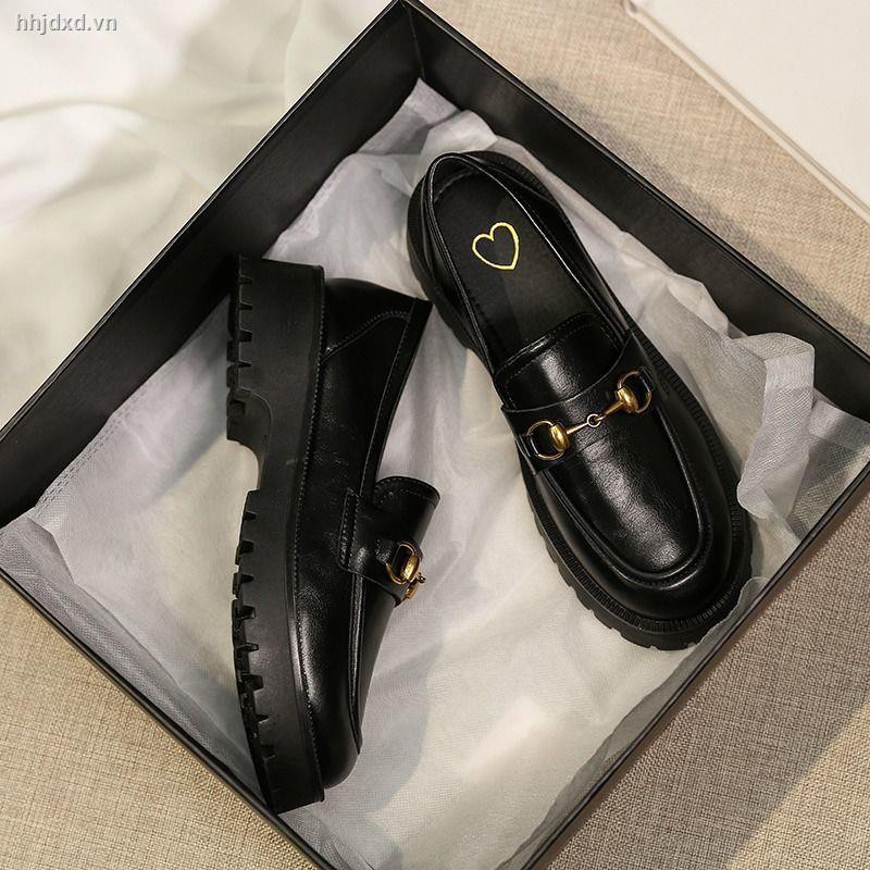 Giày Da Đế Bằng Thiết Kế Độc Đáo Thời Trang Thu Đông 2020 Cho Nữ