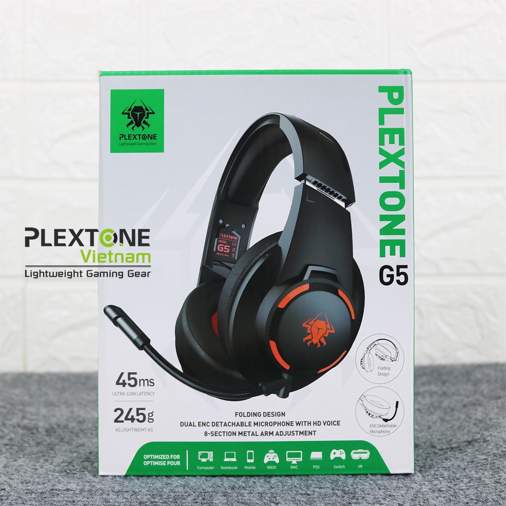 [Độc quyền] Tai nghe Gaming Không dây Chụp tai Plextone G5 Bluetooth 5.1 có Mic Đàm thoại nối dài Chống ồn