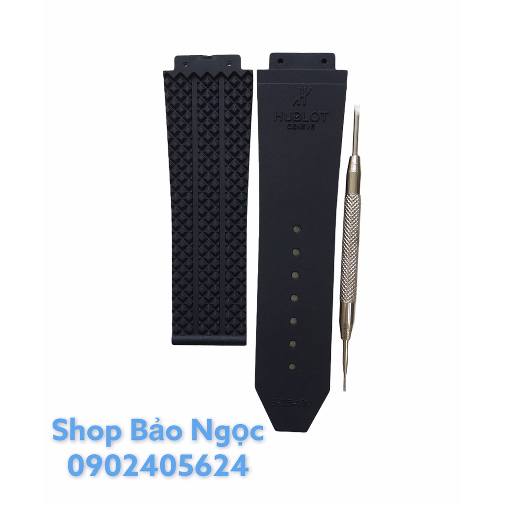 Dây đồng hồ cao cấp Hublot - Cao su trơn màu trắng đen size 17x25x22mm