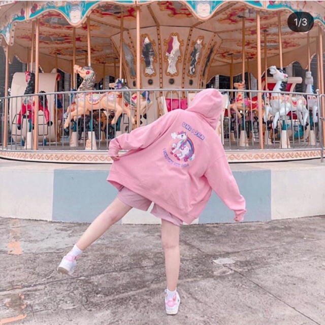 Hoodie zip unicorn - áo khoác unisex