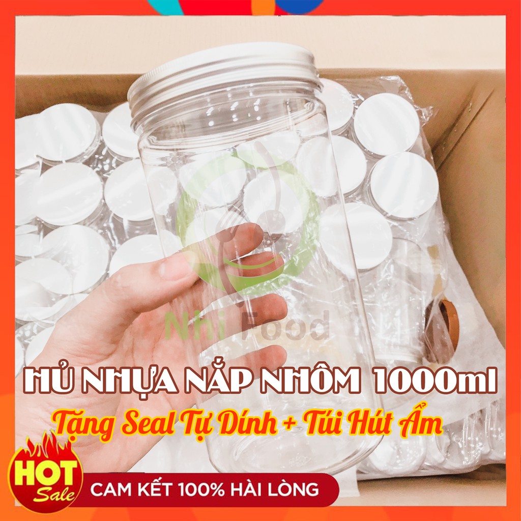 Hủ Nhựa Pet Nắp Nhôm 1000ml Cao Cấp, Tặng Kèm Seal Tự Dính, Túi Hút Ẩm | BigBuy360 - bigbuy360.vn