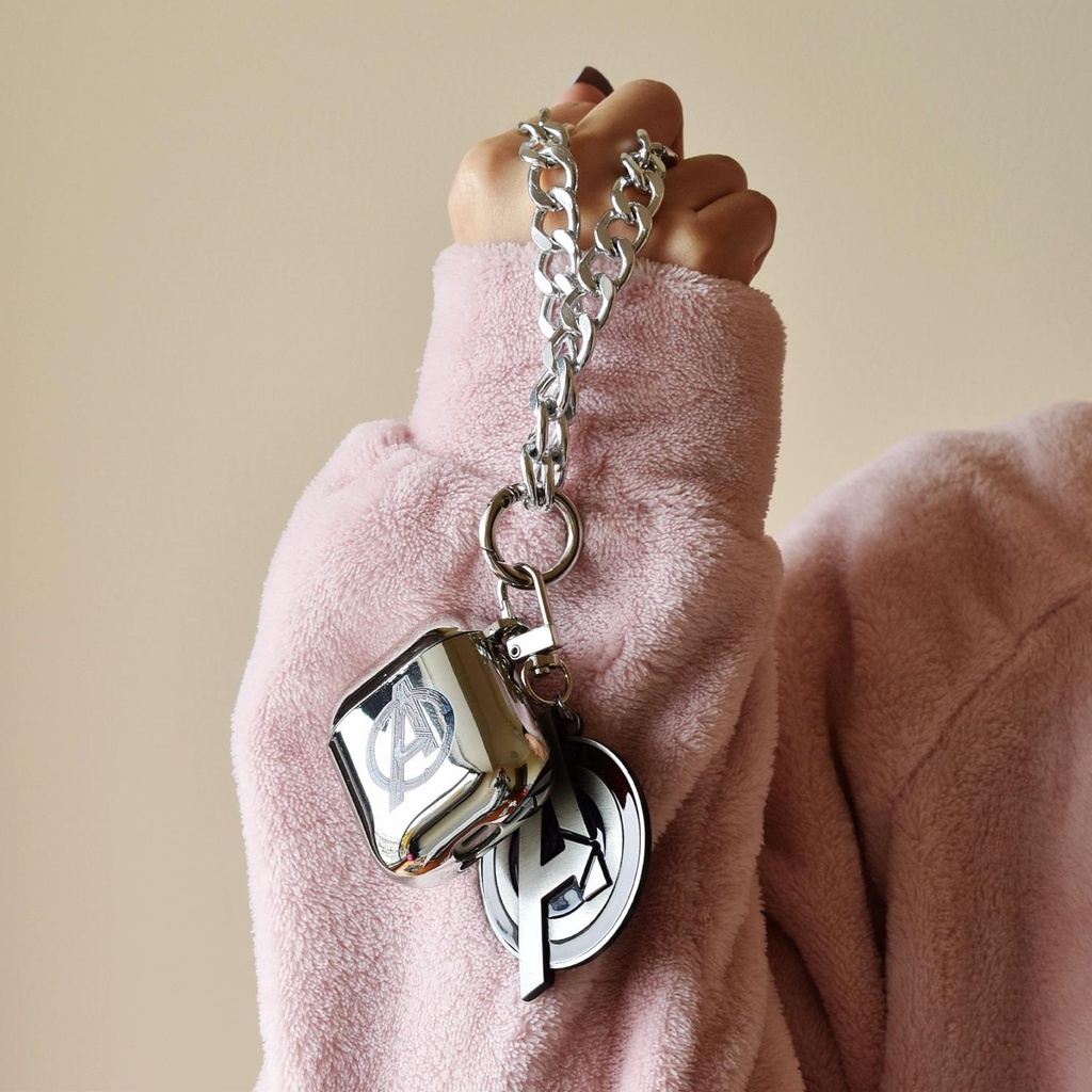 Vỏ Bảo Vệ Hộp Sạc Tai Nghe Bluetooth AirPods 1 2 pro 3 2021 gen3 Bằng PC Cứng Mạ Điện Họa Tiết Avengers Đơn Giản