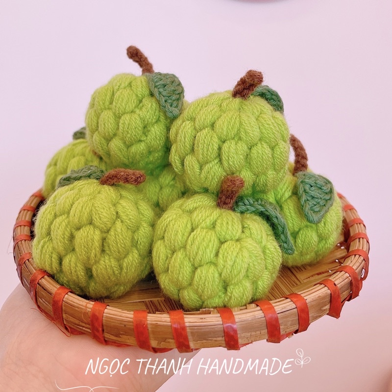 Quả Na bằng len, Quả mãng cầu bằng len. móc khoá handmade