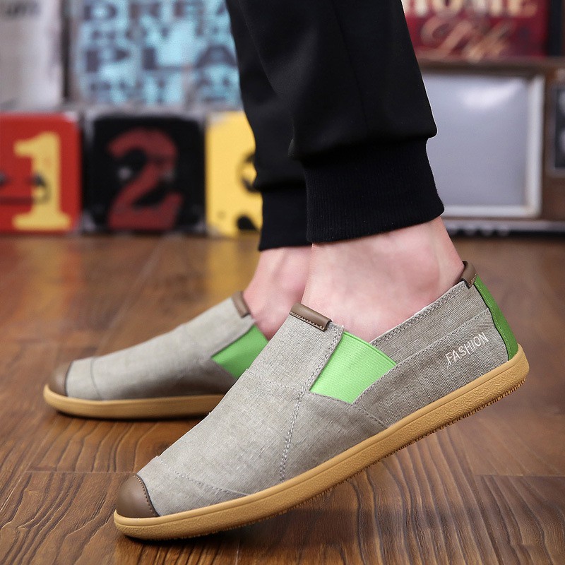 Slip on nam - Giày lười vải phong cách Anh Quốc - 3 màu nâu/(vàng), ghi/(xanh) và xanh/(đỏ) - Mã SP 189 | BigBuy360 - bigbuy360.vn