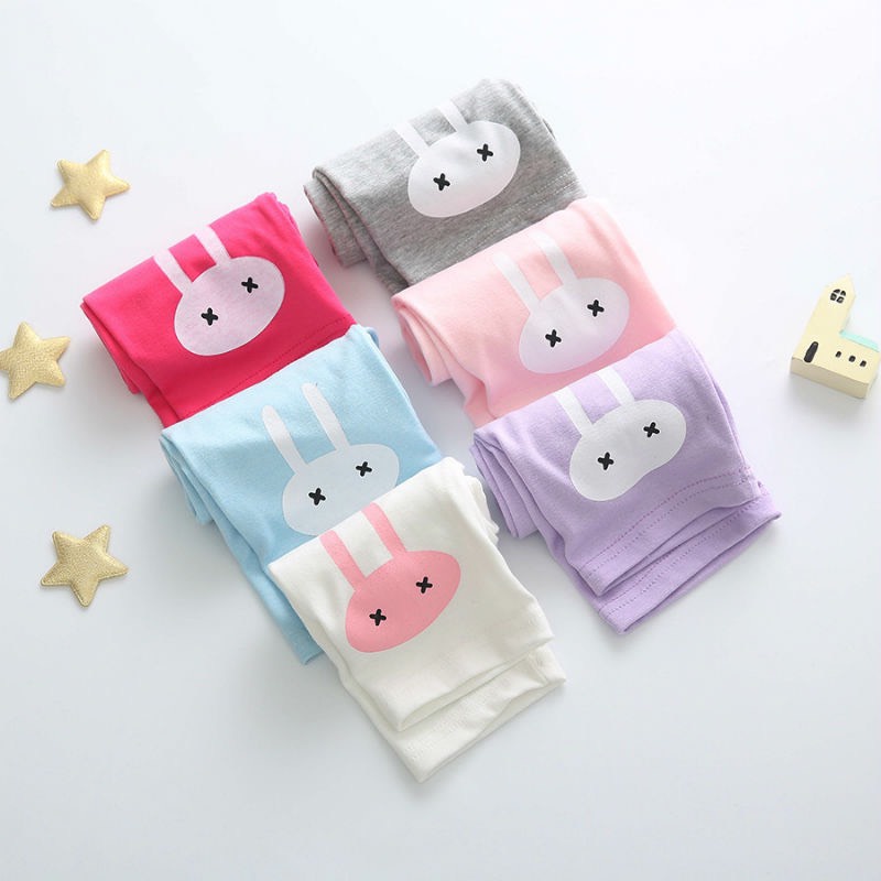 Quần legging đùi in hình thỏ dễ thương chất cotton 4 chiều cho bé gái