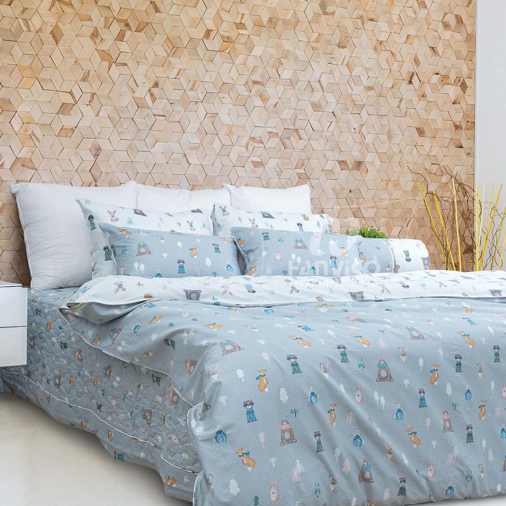 🍁 Bộ Chăn Ga Gối 🍁 Hanvico Blue Sky DL182 vải cotton cao cấp (bán lẻ ga chun / vỏ chăn / đôi vỏ gối) | BigBuy360 - bigbuy360.vn