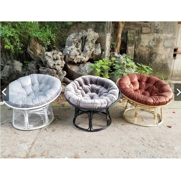 Ghế Thư Giãn Papasann Ghế Mây khung thép bọc nhựa dãn đọc sách decor nhà kèm nệm cao cấp khung sắt- bảo hành 5 năm-HÀNG