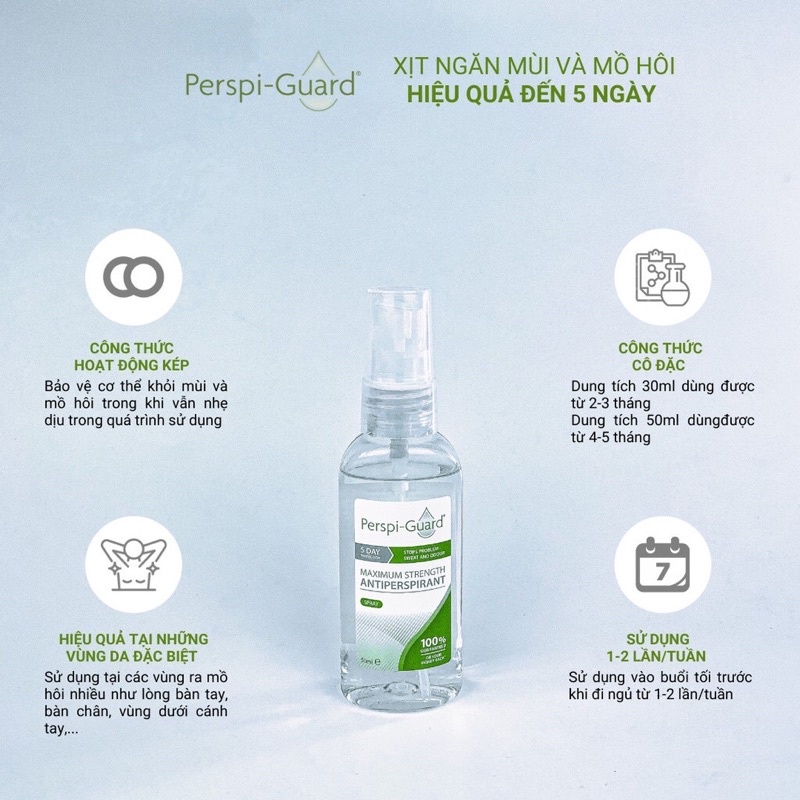 Xịt Ngăn Mùi Perspi-Guard Maximum Strength Antiperspirant Spray Khử Mồ Hôi Vượt Trội 50ml