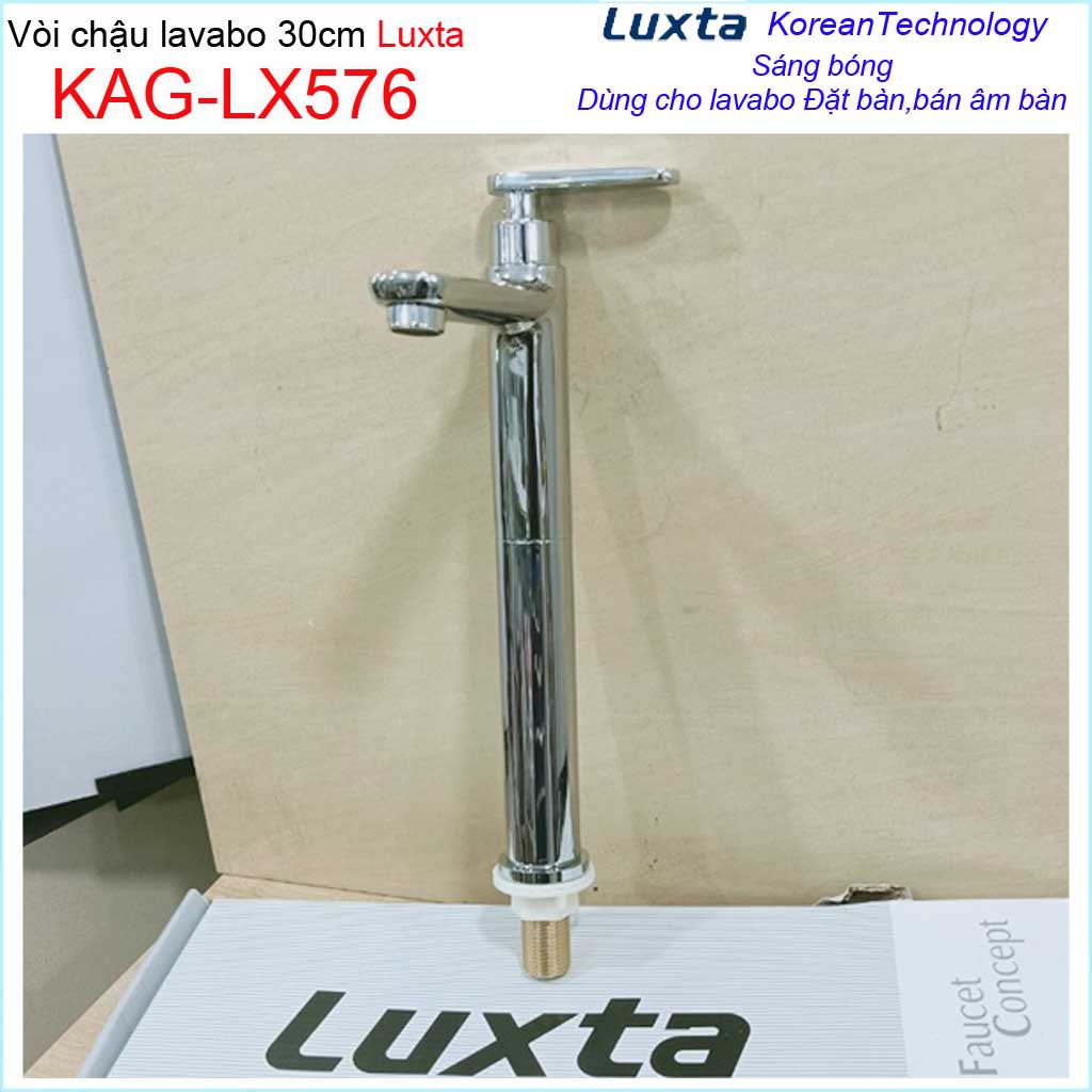 Vòi lavabo lạnh Luxta, Vòi chậu rửa cao 30cm, vòi lạnh lavabo đặt bàn KAG-LX576