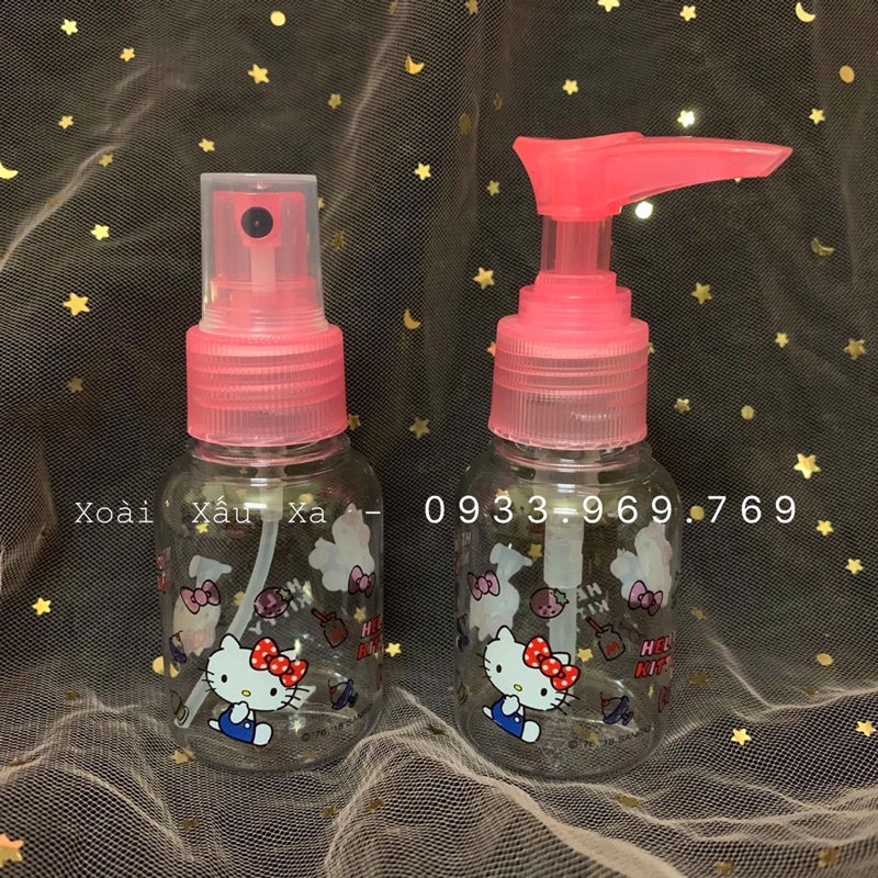 Bình nhựa xịt chiết xuất dung dịch, nước rửa tay, xà phòng... hoạt hình (50ml)