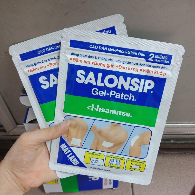 Cao dán giảm đau Salonsip Gel-Patch mát lạnh gói 2 miếng