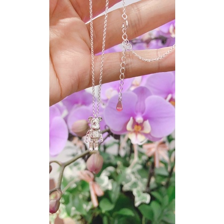 Dây chuyền bạc nữ 925 gấu BearBrick,Dây chuyền gấu Bear Brick bạc 925 cao cấp-Minh Tâm Jewelry