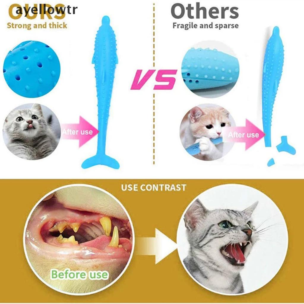 morni Soft Silicone Mint Fish Cat Toy Catnip Pet Toy Clean Teeth Toothbrush Chew Toys .