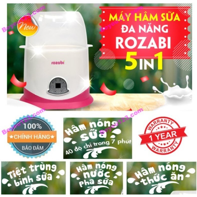 (BẢO HÀNH 12 THÁNG) Máy hâm sữa tiệt trùng 2 bình sữa cổ rộng 5 chức năng ROZABI &amp; FATZBABY FB3002SL