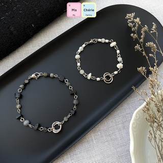 MaCherie Vòng tay cặp đôi l Lắc tay cặp đôi nam nữ kết hợp mặt vòng xoắn không gỉ