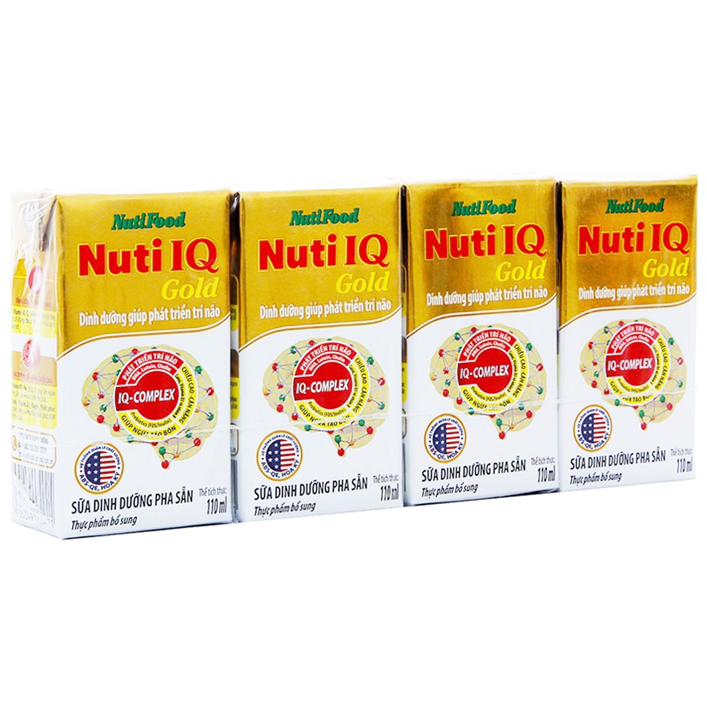 Lốc 4 hộp sữa bột pha sẵn NutiFood Nuti IQ Gold 110ml