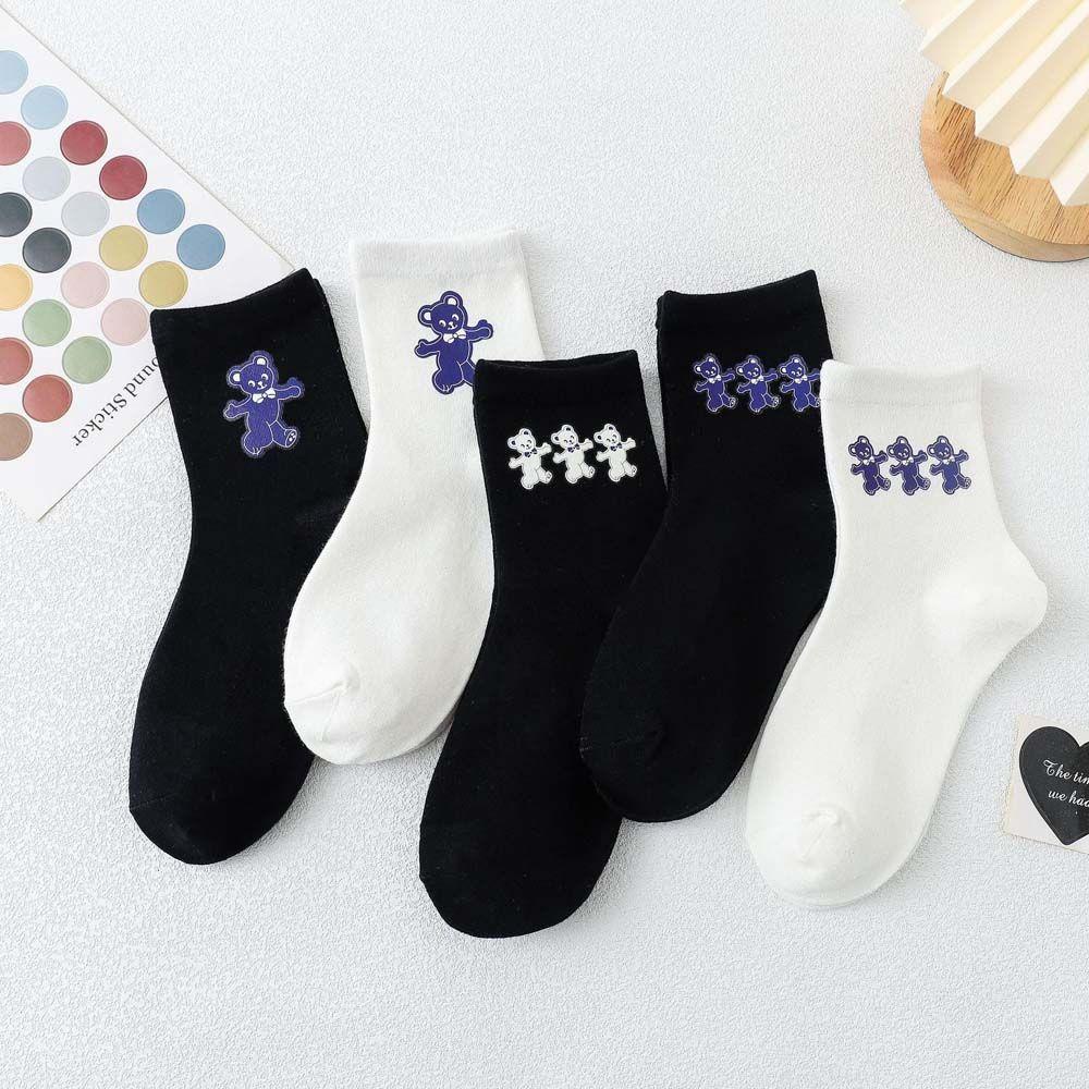 Vớ Ống Loe In Họa Tiết Gấu Hoạt Hình Dễ Thương Thoải Mái Thời Trang Xuân Thu Cho Nữ