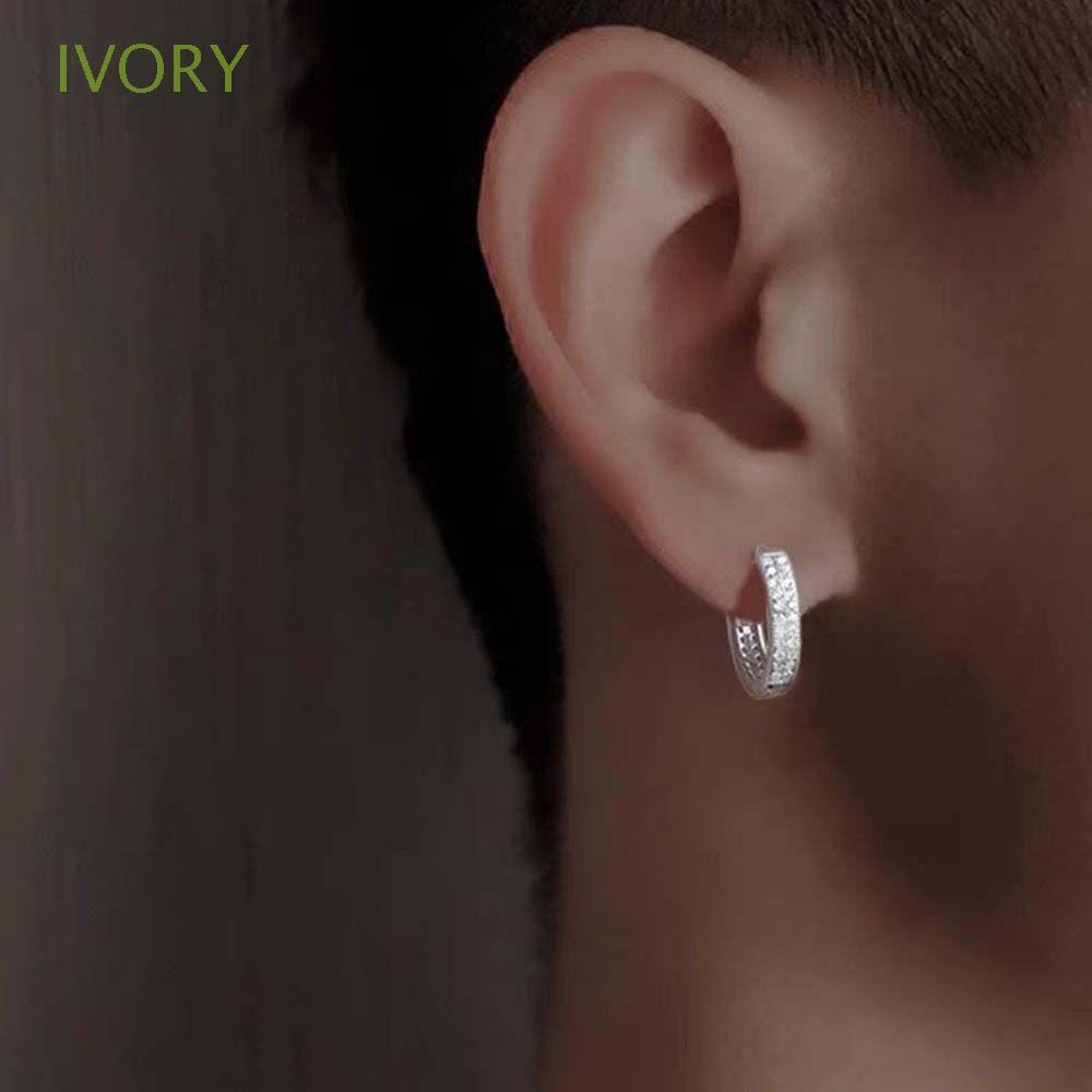 Khuyên tai dạng vòng đính đá zircon phong cách hiphop thời trang cho nam và nữ