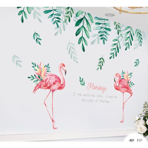 Decal dán tường⚡️𝐅𝐑𝐄𝐄 𝐒𝐇𝐈𝐏⚡️ Decal Tán lá chim hạc - PVC chống thấm nước, keo siêu dính