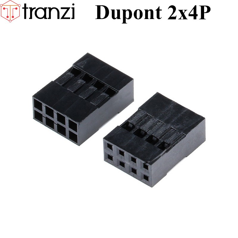Vỏ header 2.54mm dupont 2x4P 14mm đen - túi 50 cái
