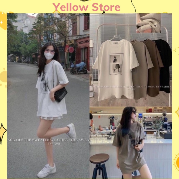 Áo Pull 3158 Mặt Tuyết In Hình Cô Gái Form Oversize YELLOW STORE