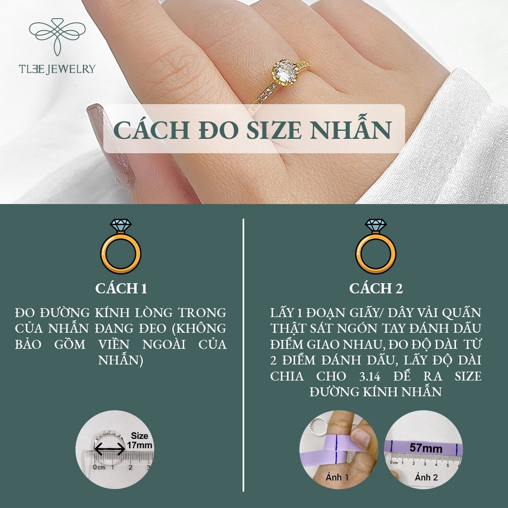 Nhẫn bạc nữ TLEE Jasmine Prince mạ vàng 14k nạm đá cao cấp NCJ A0107