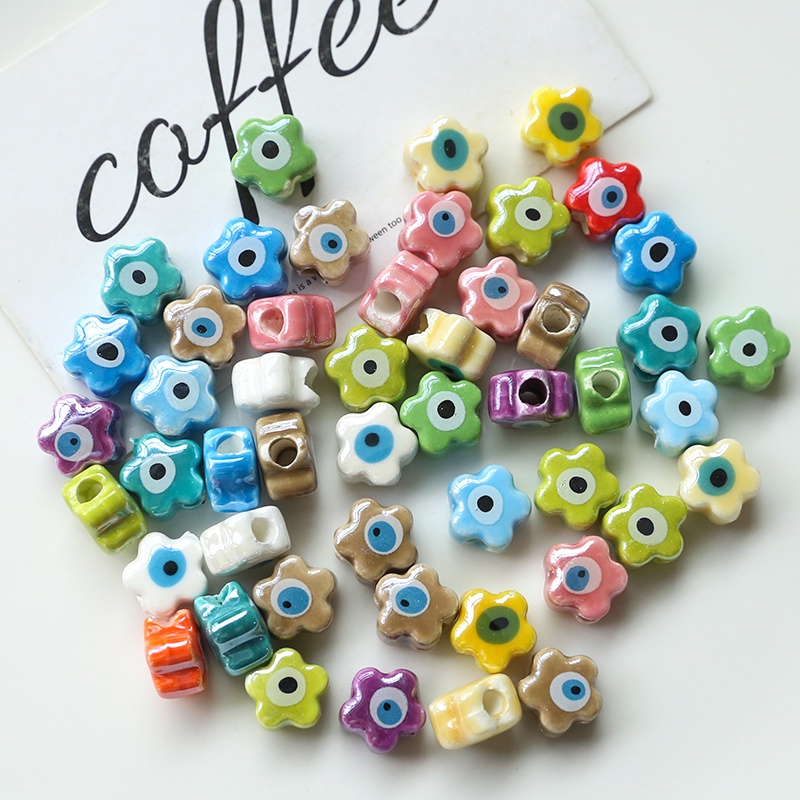 Bộ hạt sứ hình hoa nhiều màu dễ thương dùng làm đồ thủ công