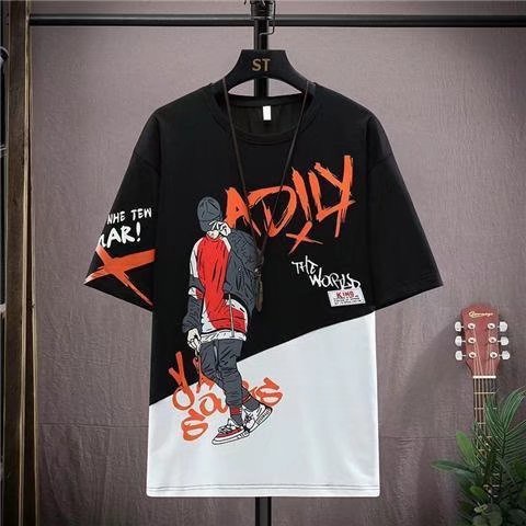 Áo Thun Tay Ngắn Dáng Rộng In Họa Tiết Thời Trang Mùa Hè Cho Nam Size M-5XL