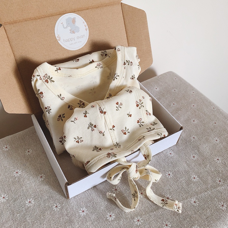 [Freeship] [Auth Tiny People] Bodysuit dài tay vạt chéo giữ ấm, vải bông mềm mại, siêu co giãn, hoạ tiết Hàn Quốc.
