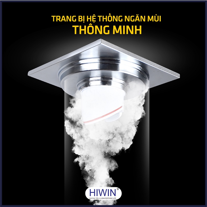 Phễu thoát sàn chống mùi hôi thoát nước nhanh đồng mạ crom kích thước 100x100mm HIWIN FD-1118