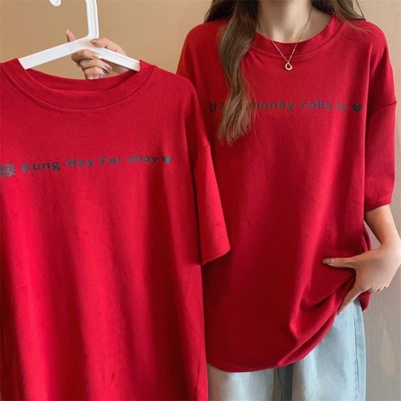 Áo thun cotton tay lỡ dáng rộng unisex chữ nhỏ