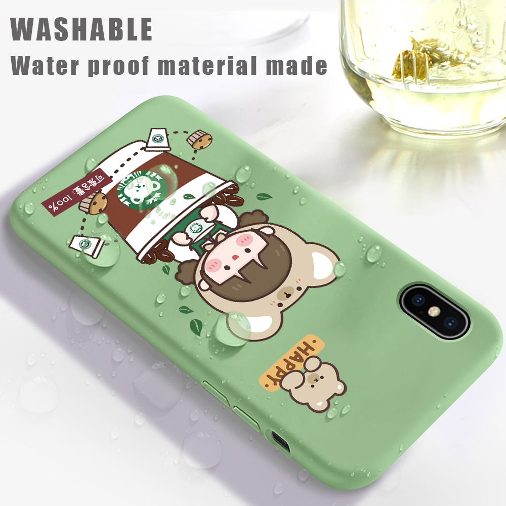 【Free Lanyard】IPhone X XS XR 11 Pro Max ip cho Starbucks Pepsi McDonald's Food Cute Snacks Girl Design Phone Case Liquid Soft Casing Full Silicone Cover Shockproof Back Cases Ốp lưng điện thoại ốp lưng Ốp điện thoại ốp trong